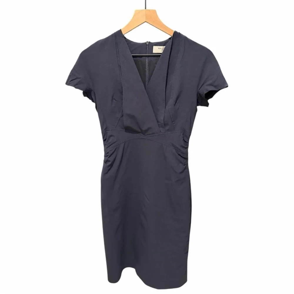 MM.LaFleur Navy Wool Sheath Dress 6 Workwear Career Professional Note Flaw Blue - Picture 3 of 11